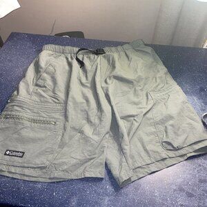 Columbia Mens Swim Trunks Board Shorts Olive Green Hiking Cargo Pockets Sz M